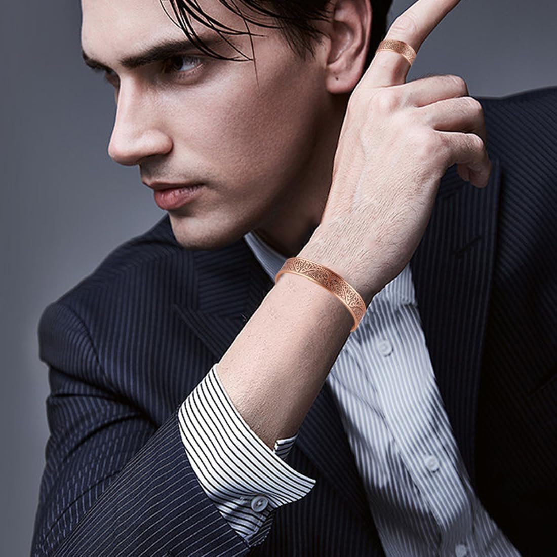 Cigmag 9X Lymphatic Drainage Copper Bracelet for men Ultra Strength Magnet Mens Copper Bracelet Adjustable with Present Box (Tree of Life)