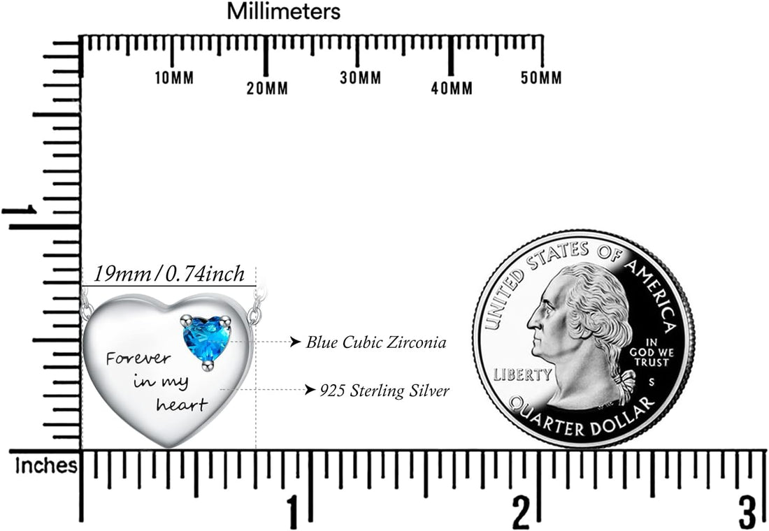 KINGWHYTE Ashes Necklace for Women 925 Sterling Silver Heart Urn Necklace for Ashes with Blue Love Zircon Forever in My Heart Cremation Jewellery Funnel Kit for Ladies Men