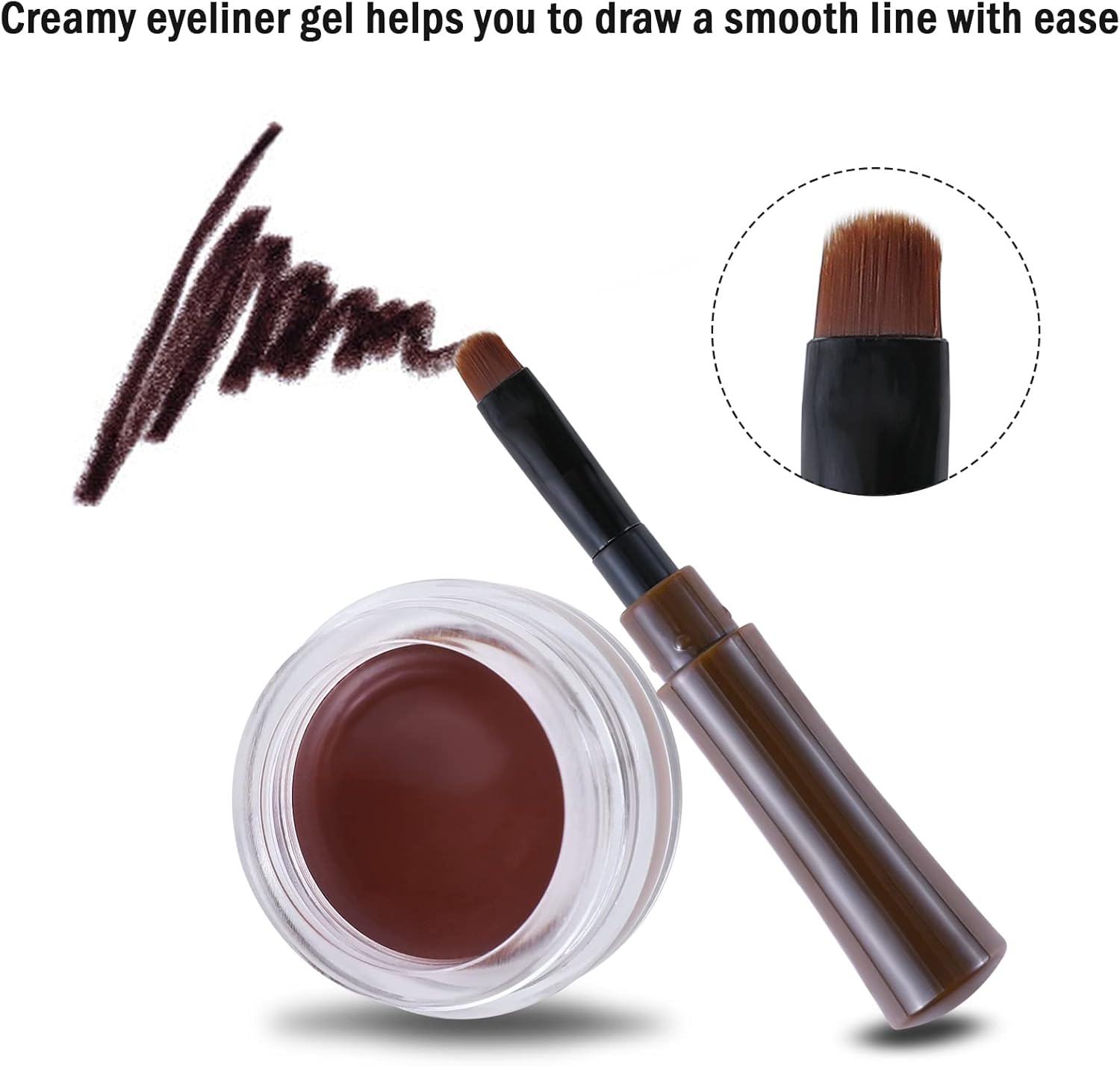Boobeen Eyeliner Waterproof Gel Eyeliner Smudge-proof Eye Liner Gel Makeup Eye Makeup Set Long-lasting For All Day Easy to Apply (Brown)