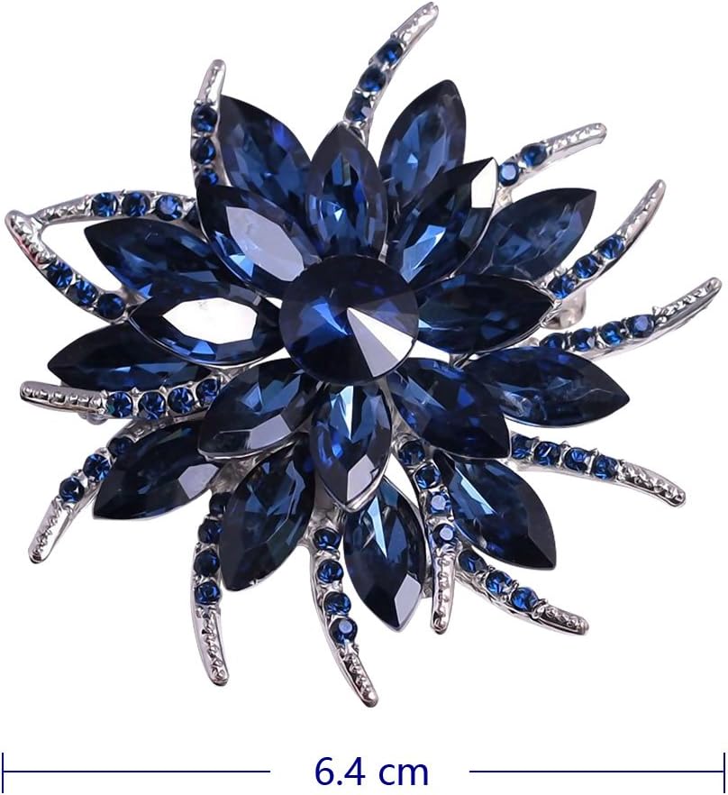 Flower Brooch Pin For Women Brides Created Blue Crystal Brooch, Crystal, Crystal