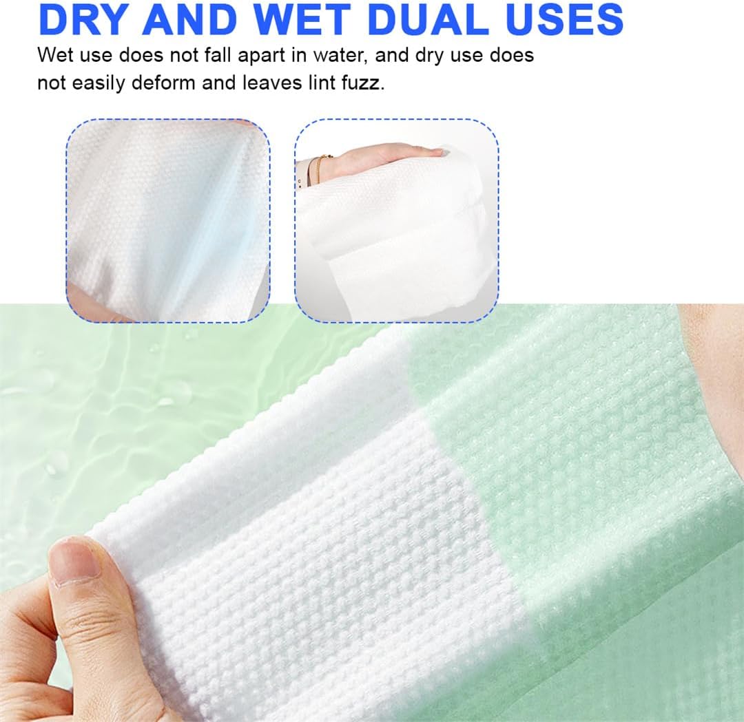 Face Towels 120 Count Cotton Facial Dry Wipes Face Cloths Facial Towel Disposable Unscented Cotton Tissues Face Towelettes for Makeup Removing Cleaning Traveling 2 Pack