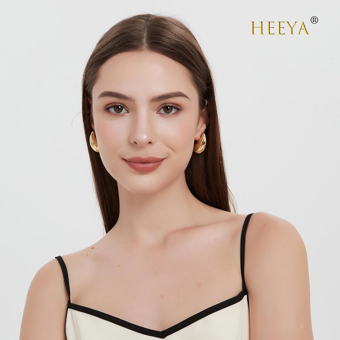 HEEYA Chunky Gold Hoop Earrings for Women Girls - 18K Gold/Sliver Plated Lightweight Hollow Open Teardrop Earrings Set - Hypoallergenic Gold Waterdrop Tear Drop Earrings Jewellery Gift for Women