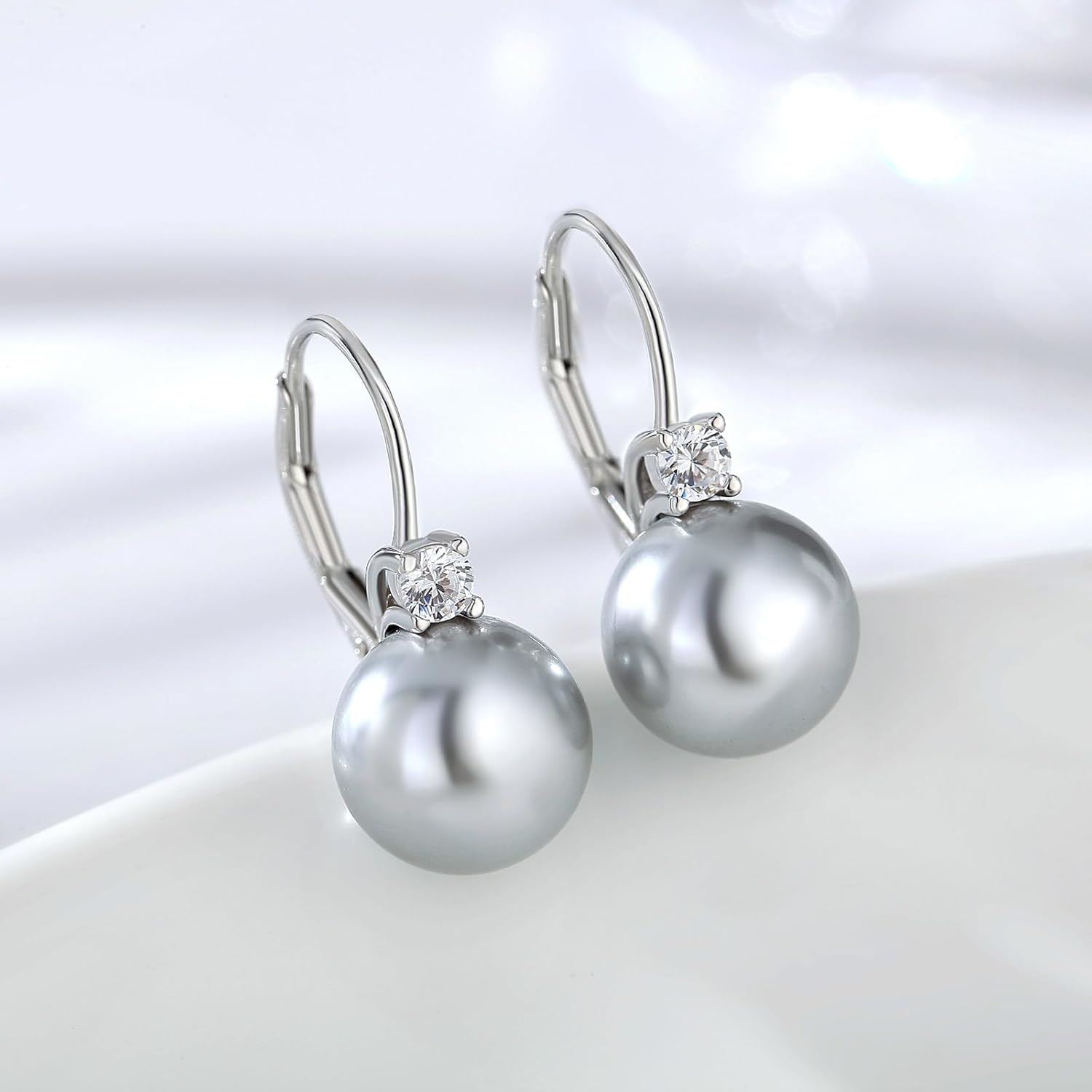 Jiahanzb Plated Pearl Earrings from Austria 925 Sterling Silver Earrings Hypoallergenic Pearl Drop Earrings Fine Jewelry for Women