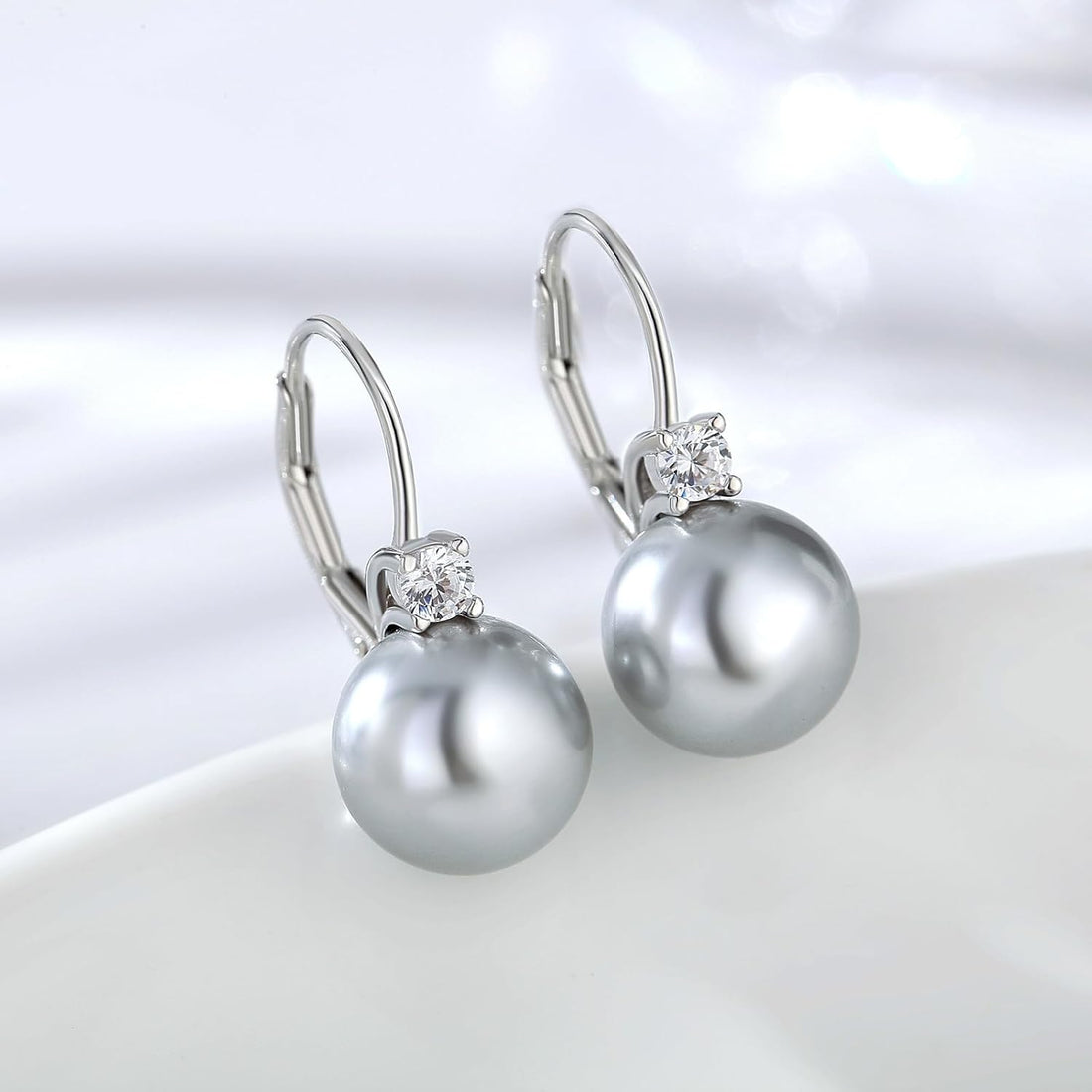 Jiahanzb Plated Pearl Earrings from Austria 925 Sterling Silver Earrings Hypoallergenic Pearl Drop Earrings Fine Jewelry for Women