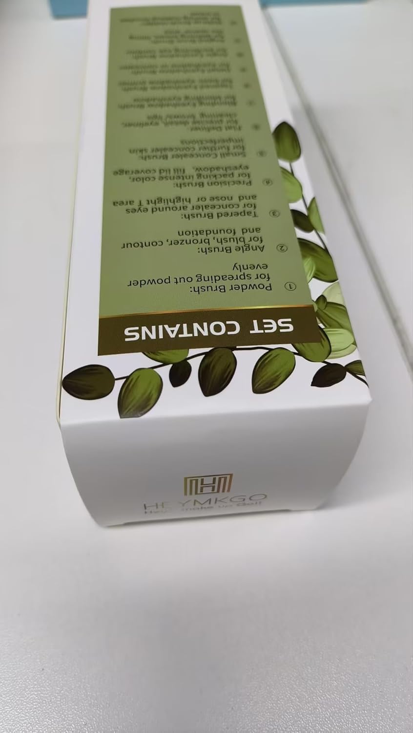 HEYMKGO Makeup Brushes 11pcs Premium Synthetic Bristles Green Color Kabuki Foundation Brush Face Lip Eye Makeup Brush Sets Professional with Gift Box