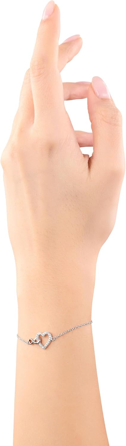 S.Oliver bracelet 925 Sterling silver/stainless steel for women, bracelet, with synthetic zirconia, infinity, comes in a jewelry gift box
