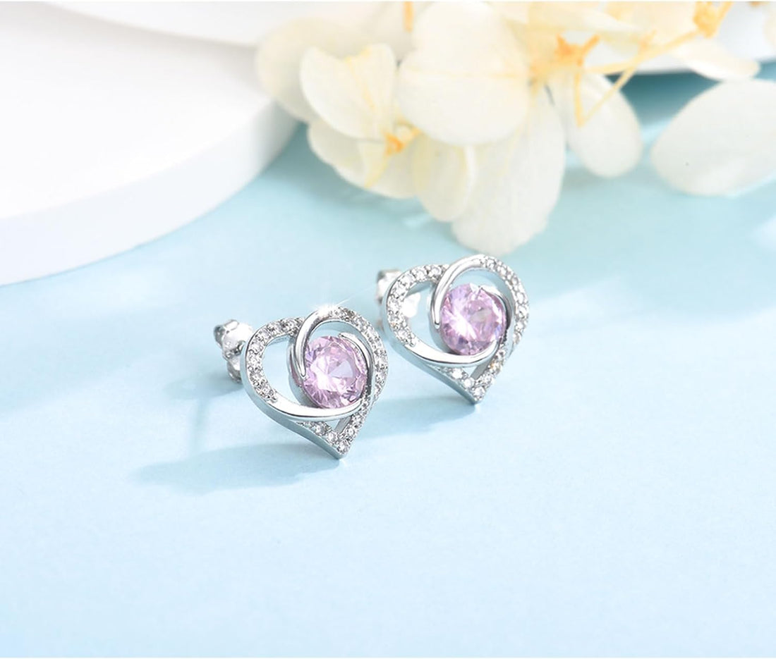 Earrings for Women, Sterling Silver Stud Earrings for Sensitive Ears¦Hypoallergenic Cubic Zirconia Silver Studs Earrings Gift for Girls¦Birthday Christmas Anniversary Jewellery Earrings Gift