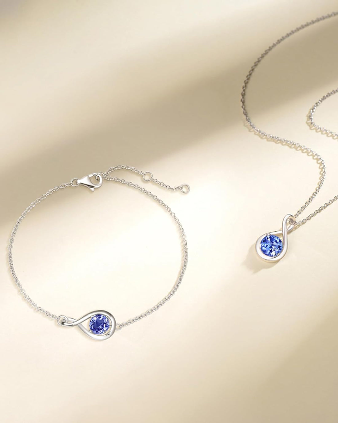 FANCIME Bracelet 925 Sterling Silver White Gold Plated Infinity Birthstone Bracelets for Women Fine Jewellery Birthday Gifts for Her Mom Wife, Chain Length 6.7"+1.2" Extend