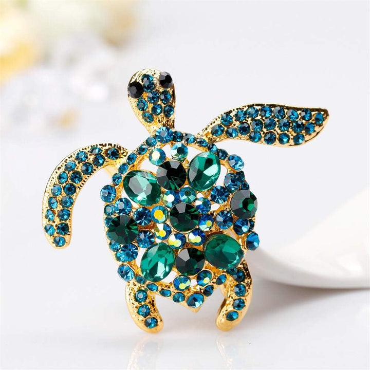 AILUOR Vintage Turtle Brooch Pins, Fashion Women's Rhinestone Crystal Big Tortoise Pin Brooches Jewelry Gifts