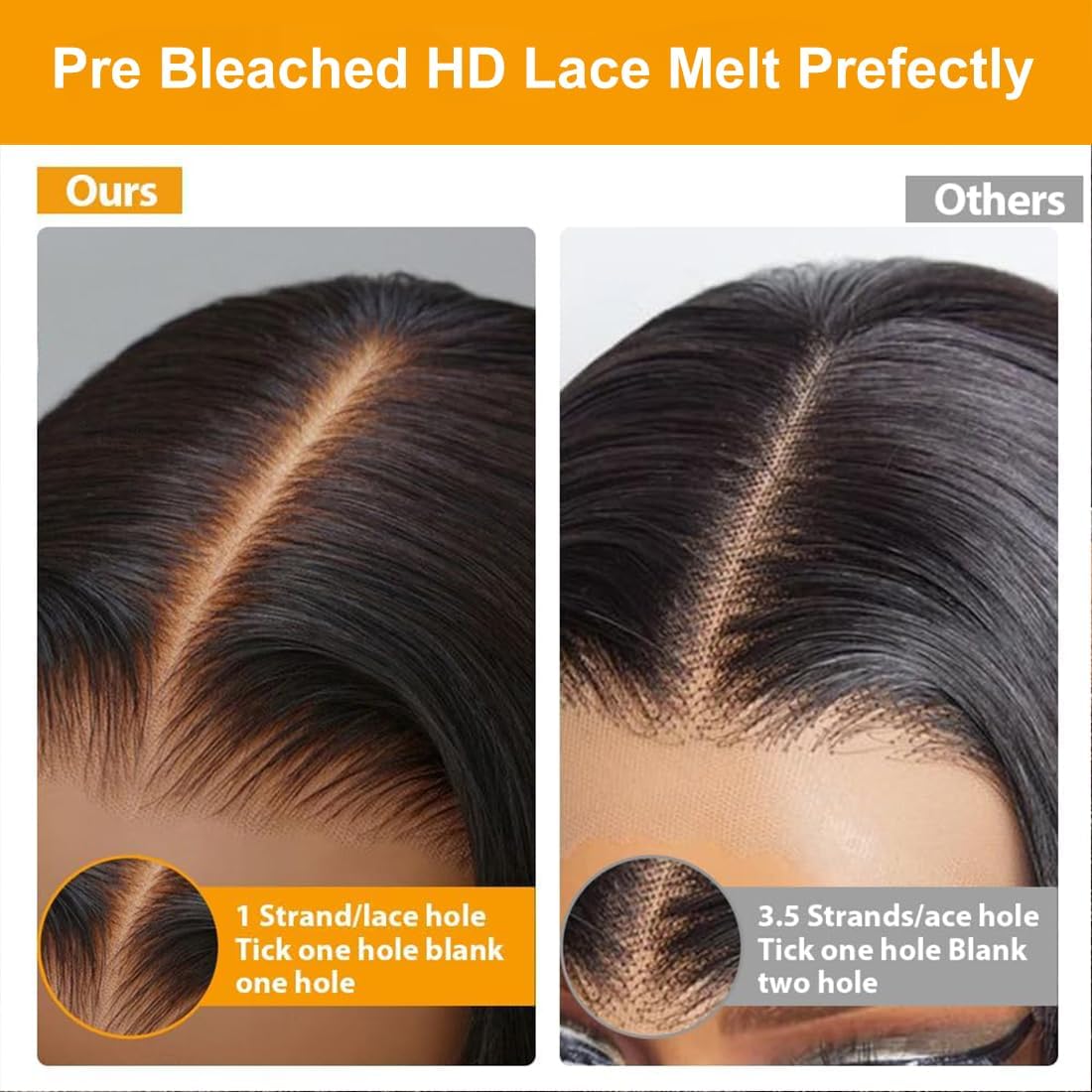Straight HD Lace Front Wig Human Hair Pre Plucked 13x6 Pre Bleached Knots Lace Frontal Wig For Women 180 Density HD Transparent Lace Front Human Hair Wig 24 Inch