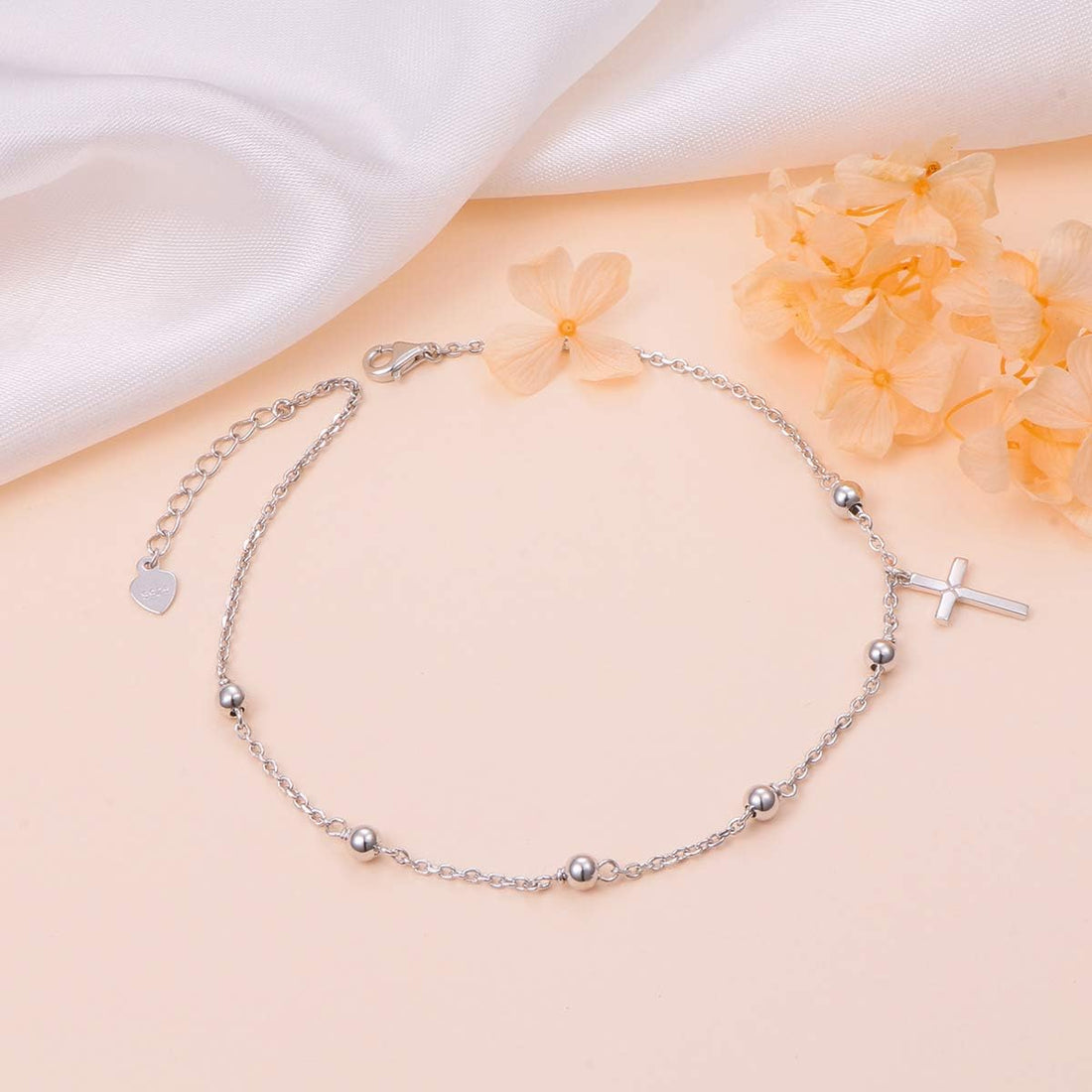 S925 Sterling Silver Evil Eye Hamsa Hand/Butterfly/Cross/Celtic Knot/Infinity/Heart Anklets for Women Girls, Adjustable 9 10 11 Inches Foot Chain Jewelry