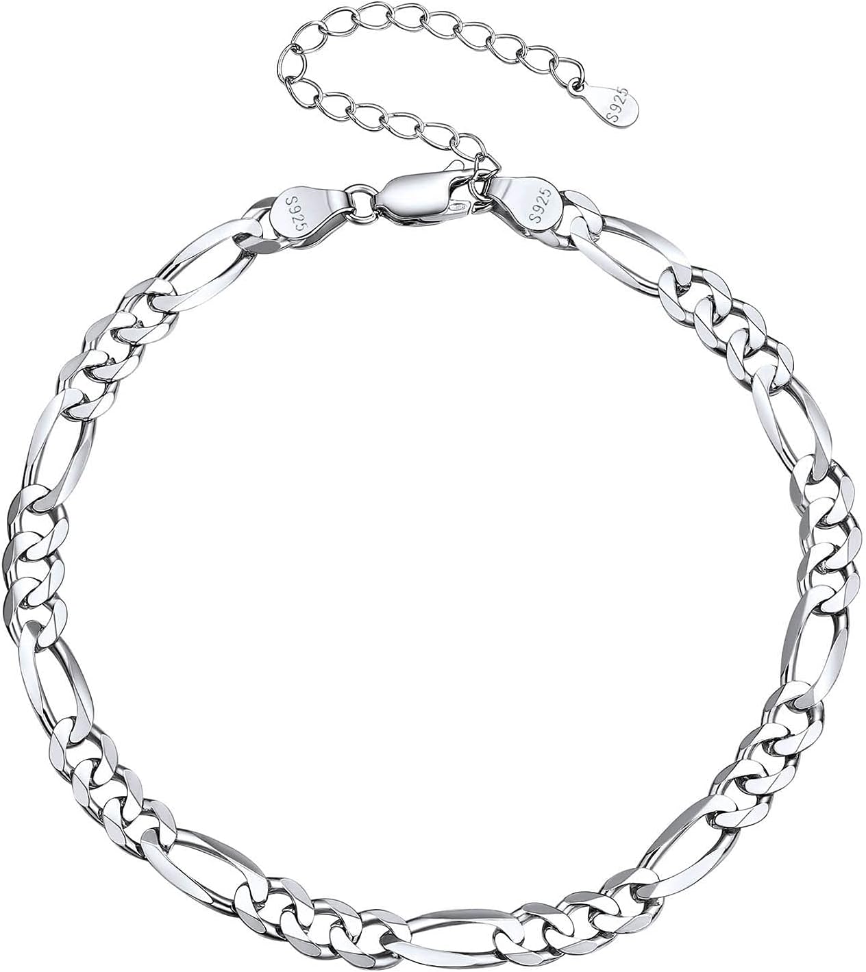 Ankle Bracelet Sterling Silver Figaro Anklet Chain for Women Teen Women Feet Sturdy Chains