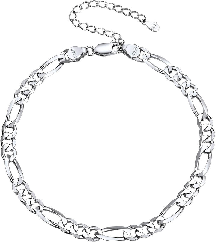 Ankle Bracelet Sterling Silver Figaro Anklet Chain for Women Teen Women Feet Sturdy Chains