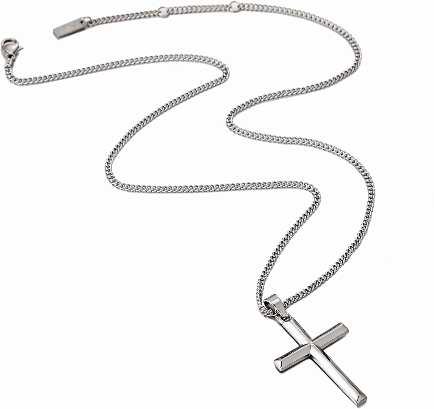 Cross Necklace for Men, Stainless Steel Men's Cross Necklace, Chain with Cross Pendant Silver Black Gold, Stylish Gift for Men Him