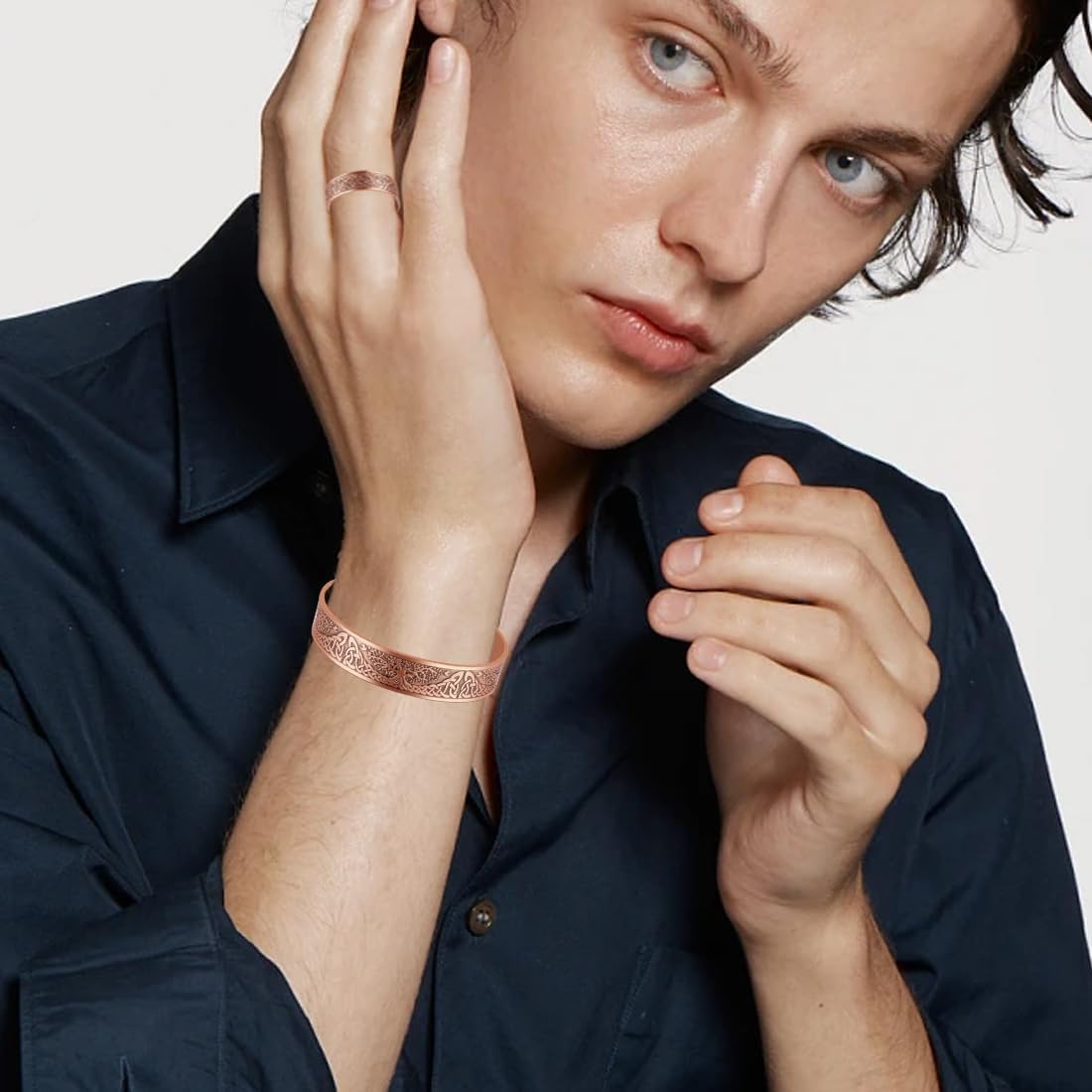 Cigmag 9X Lymphatic Drainage Copper Bracelet for men Ultra Strength Magnet Mens Copper Bracelet Adjustable with Present Box (Tree of Life)