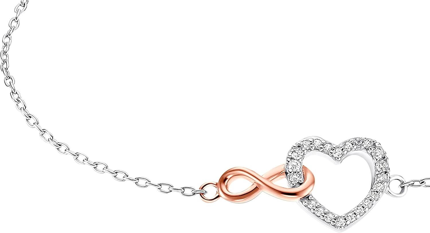 S.Oliver bracelet 925 Sterling silver/stainless steel for women, bracelet, with synthetic zirconia, infinity, comes in a jewelry gift box