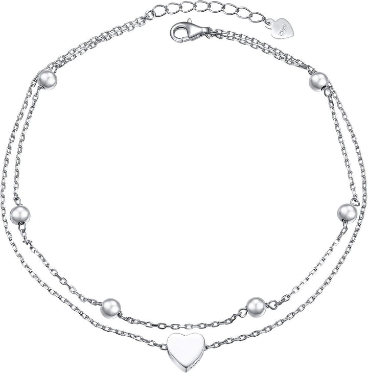 S925 Sterling Silver Evil Eye Hamsa Hand/Butterfly/Cross/Celtic Knot/Infinity/Heart Anklets for Women Girls, Adjustable 9 10 11 Inches Foot Chain Jewelry