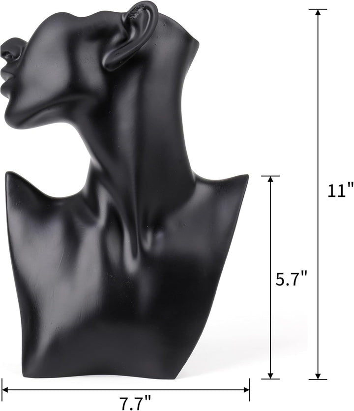 SOUJOY Jewelry Display Stand, Mannequin Earring Stand, Black Resin Pendant, Boutique Bust Holder Organizer for Show Jewelry, Necklace, Earrings, Rings
