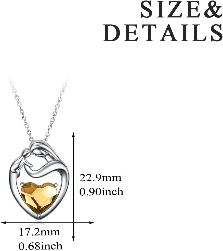 Sterling Silver Mum Heart Pendant Necklace, Birthday Christmas Gifts for Mum from Daughter Son