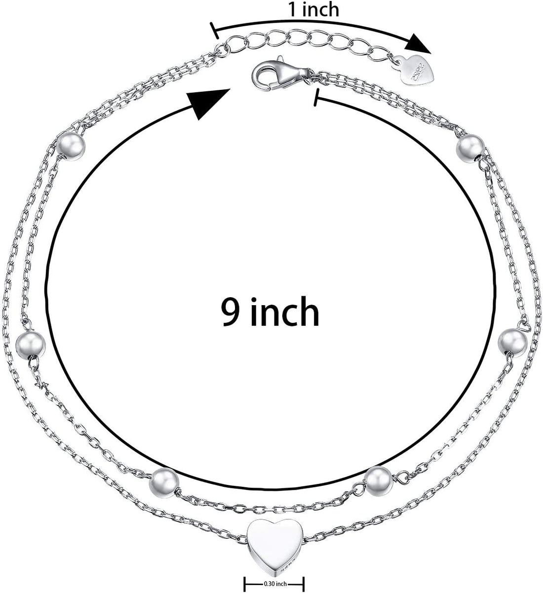 S925 Sterling Silver Evil Eye Hamsa Hand/Butterfly/Cross/Celtic Knot/Infinity/Heart Anklets for Women Girls, Adjustable 9 10 11 Inches Foot Chain Jewelry