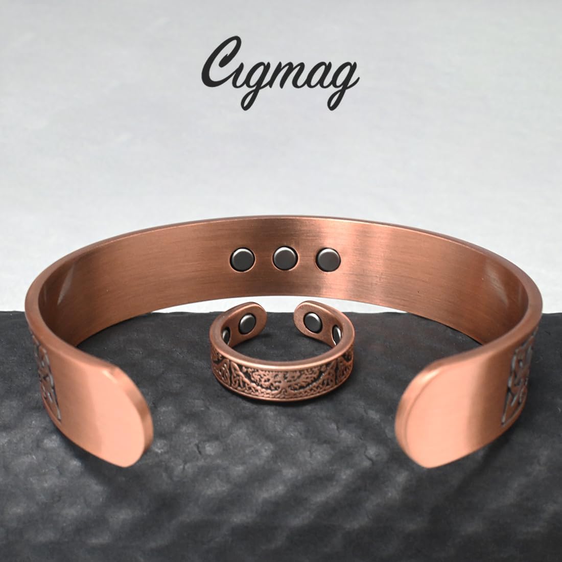 Cigmag 9X Lymphatic Drainage Copper Bracelet for men Ultra Strength Magnet Mens Copper Bracelet Adjustable with Present Box (Tree of Life)