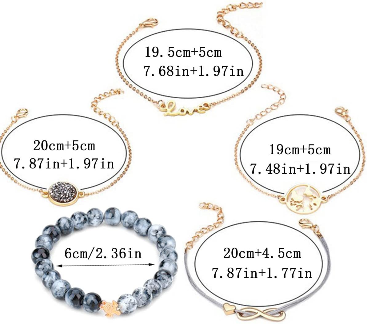 Boho Beaded Bracelets Simple String Bracelet Cute Metal Bracelet Chain Star Moon Map Lucky 8 Heart Decoration Stackable Layered Hand Jewelry Accessioes Set for Women