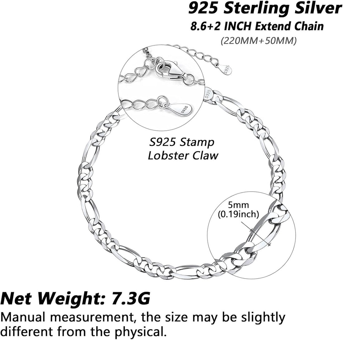 Ankle Bracelet Sterling Silver Figaro Anklet Chain for Women Teen Women Feet Sturdy Chains