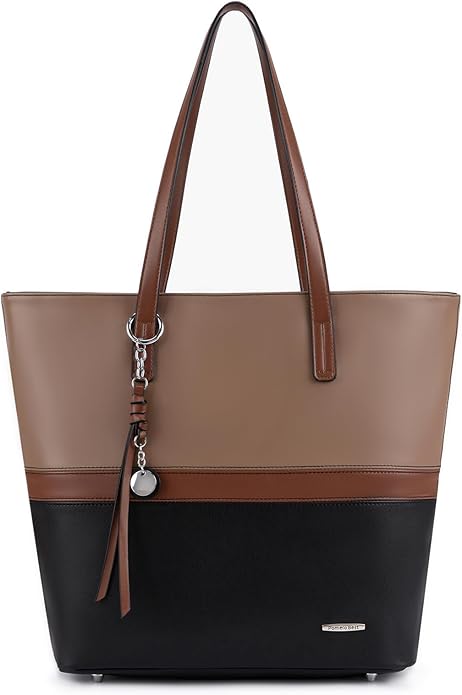 Pomelo Best Women Handbag Ladies Shopper Large Tote Bag PU Leather Shoulder Bag with Large Compartment for Office School Shopping