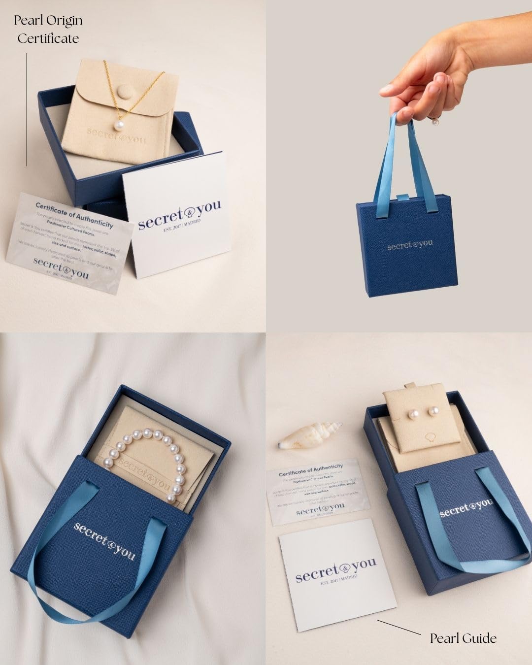 Woman Pearl Earrings Freshwater Cultured Keshi Pearls in White and Gray by SECRET & YOU | Sterling Silver 925 | Available in 10 sizes from 7-8 mm to 15-16 mm