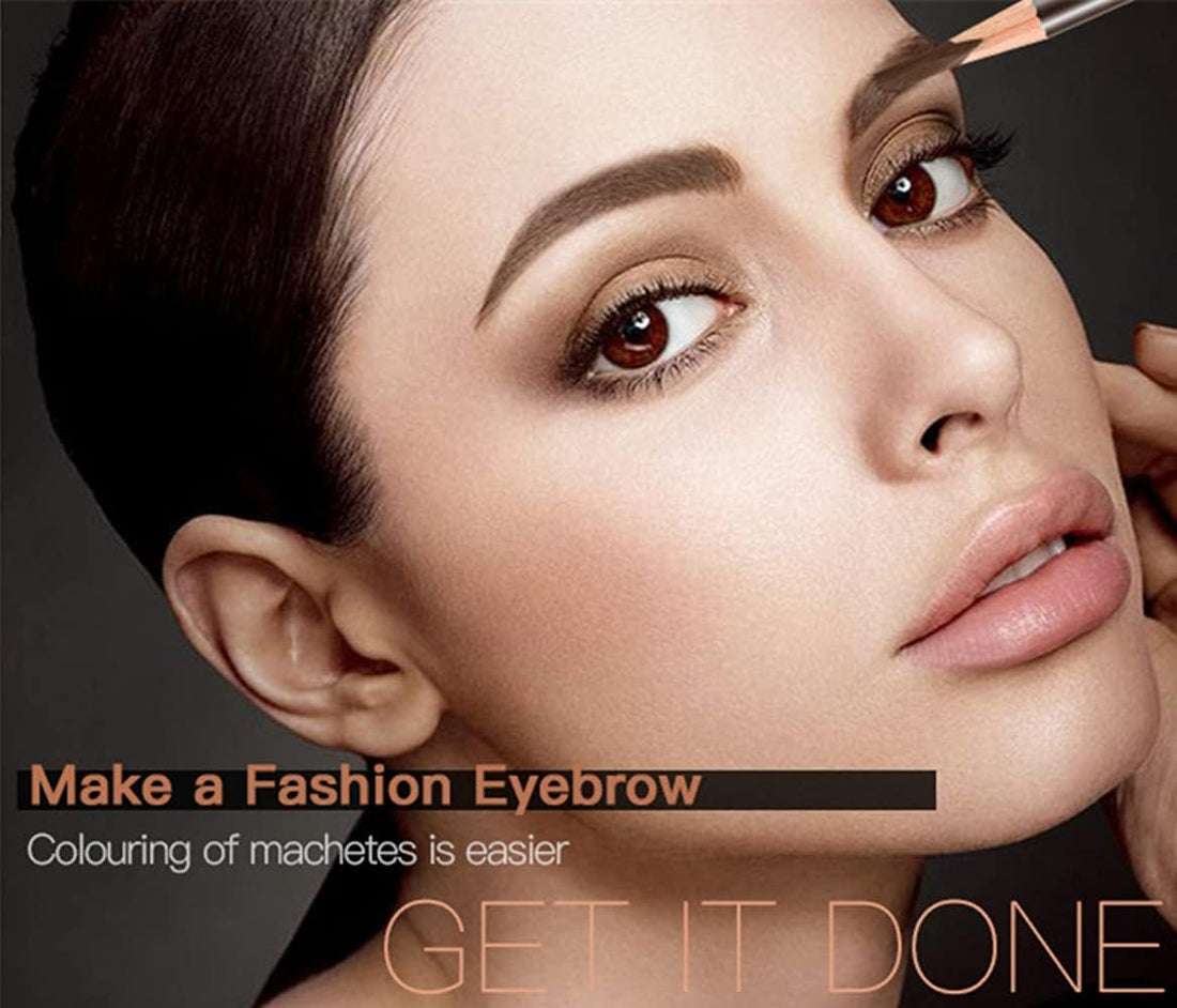 Go Ho 12 PCS Brown Eyebrow Eyeliner Pencil Set, Waterproof Eyebrow Pencil,Long-lasting Sweat-proof Eyeliner Makeup Brow Tint Pen(Dark Brown)