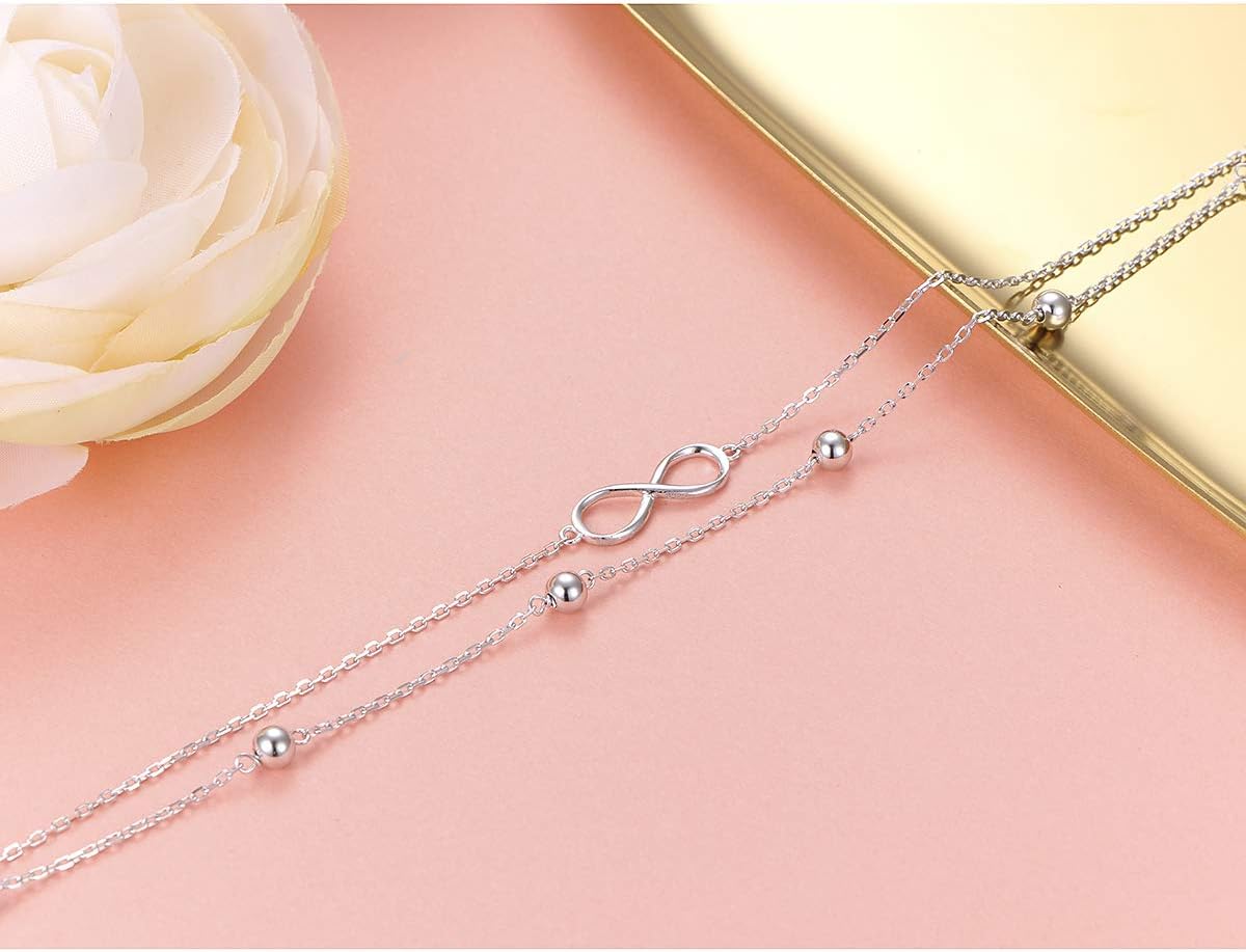 S925 Sterling Silver Evil Eye Hamsa Hand/Butterfly/Cross/Celtic Knot/Infinity/Heart Anklets for Women Girls, Adjustable 9 10 11 Inches Foot Chain Jewelry