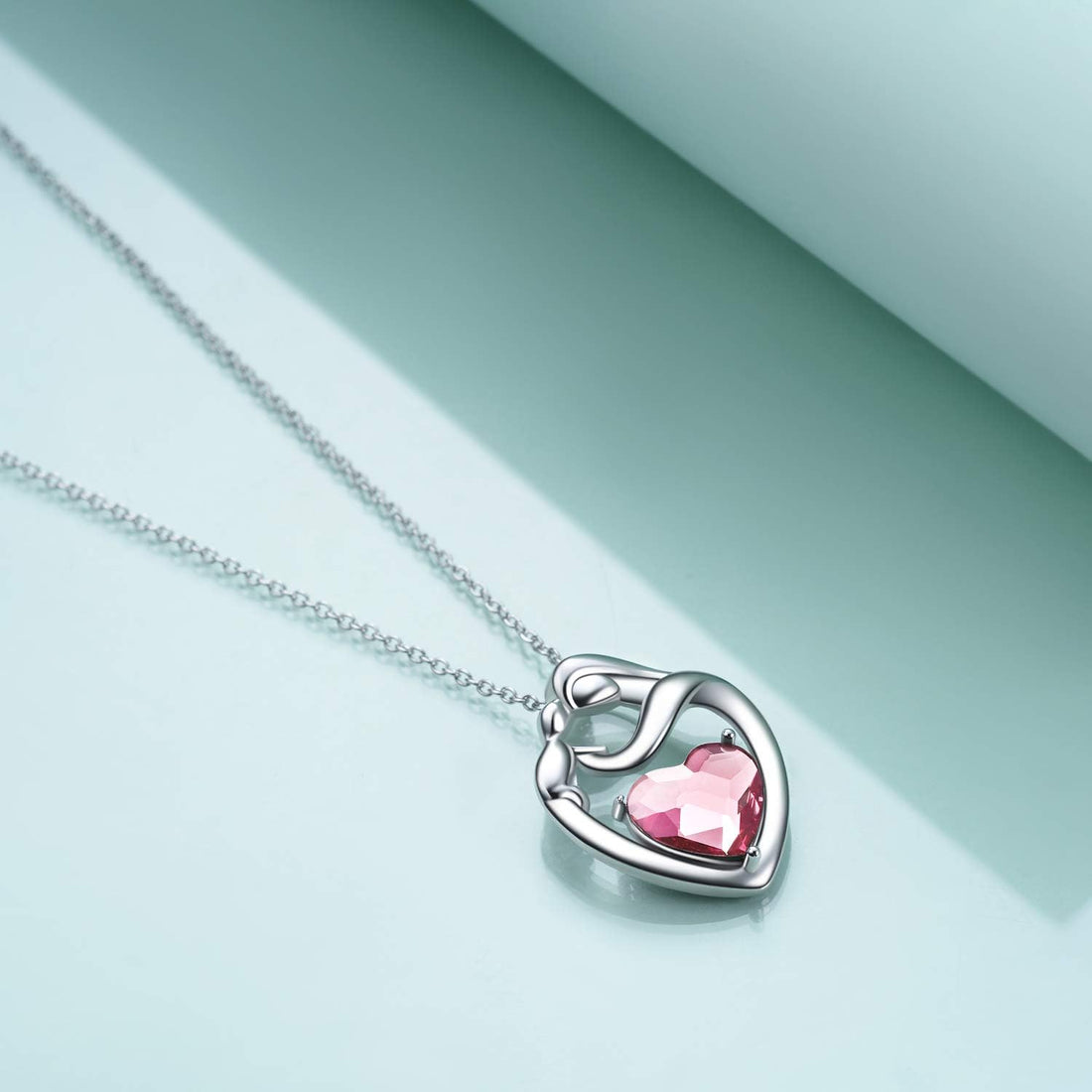Sterling Silver Mum Heart Pendant Necklace, Birthday Christmas Gifts for Mum from Daughter Son