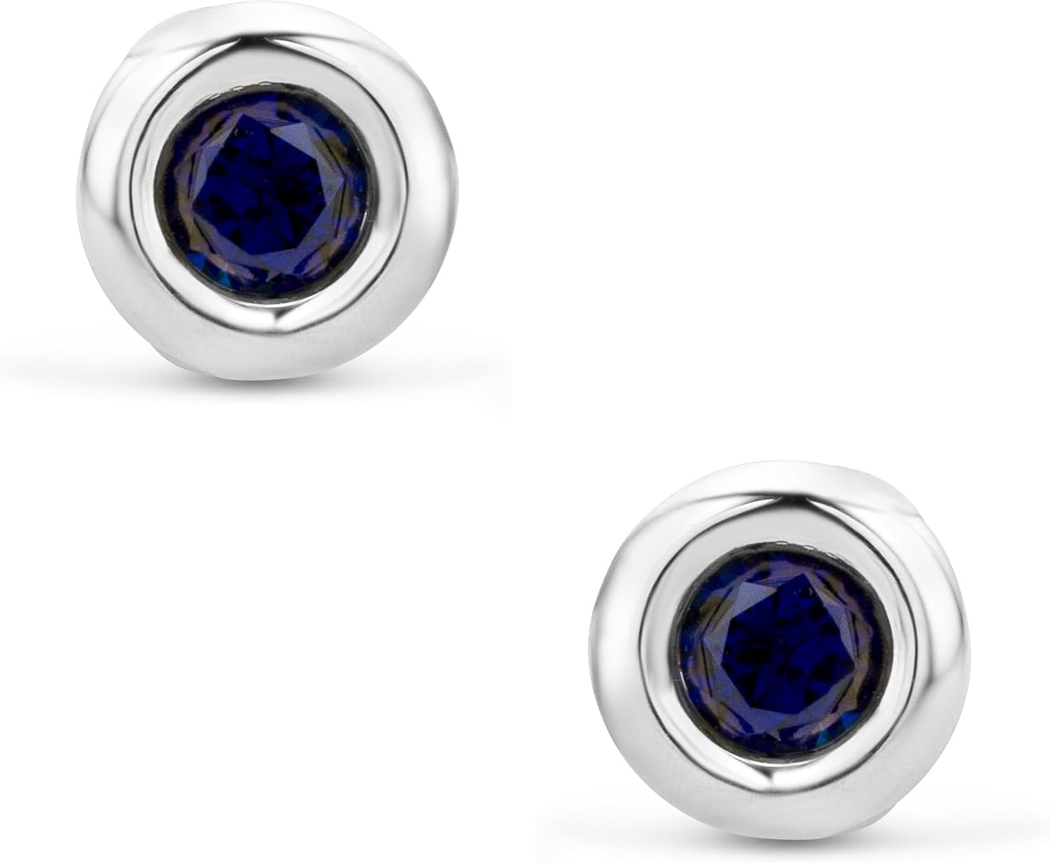 OROVI 9ct White and Yellow Gold Stud Earrings for Women: Hypoallergenic Solid Gold Gems - Ruby, Sapphire, Emerald, and Cubic Zirconia - Bezel Setting, Post and Butterfly Closure - Elegant Present Box
