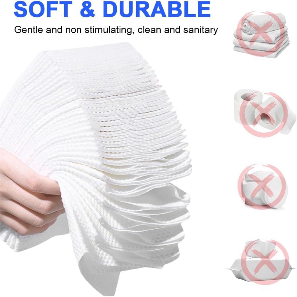 Face Towels 120 Count Cotton Facial Dry Wipes Face Cloths Facial Towel Disposable Unscented Cotton Tissues Face Towelettes for Makeup Removing Cleaning Traveling 2 Pack