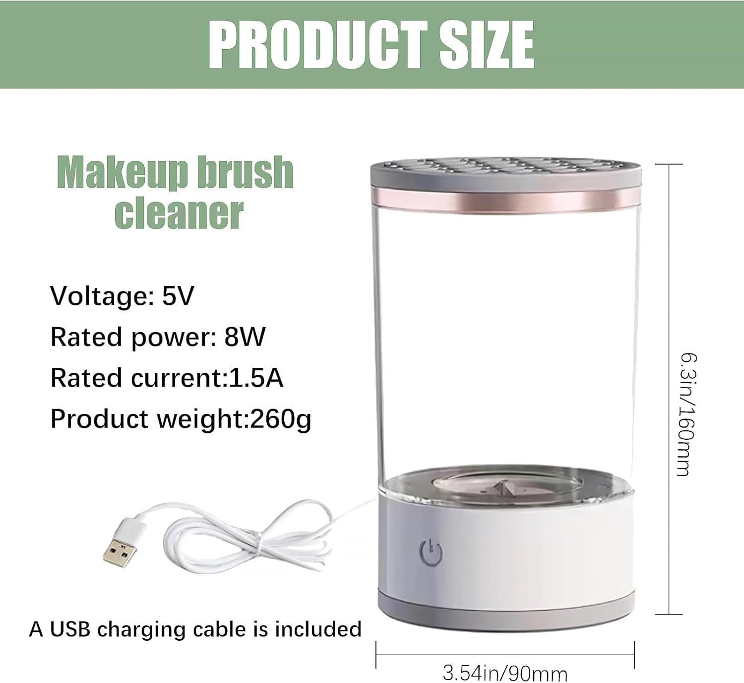 Electric Makeup Brush Cleaner Machine Automatic Portable USB Reusable Make Up Brush Cleaner Set for Quick Cleaning and Drying All Size Beauty Makeup Brushes(White)