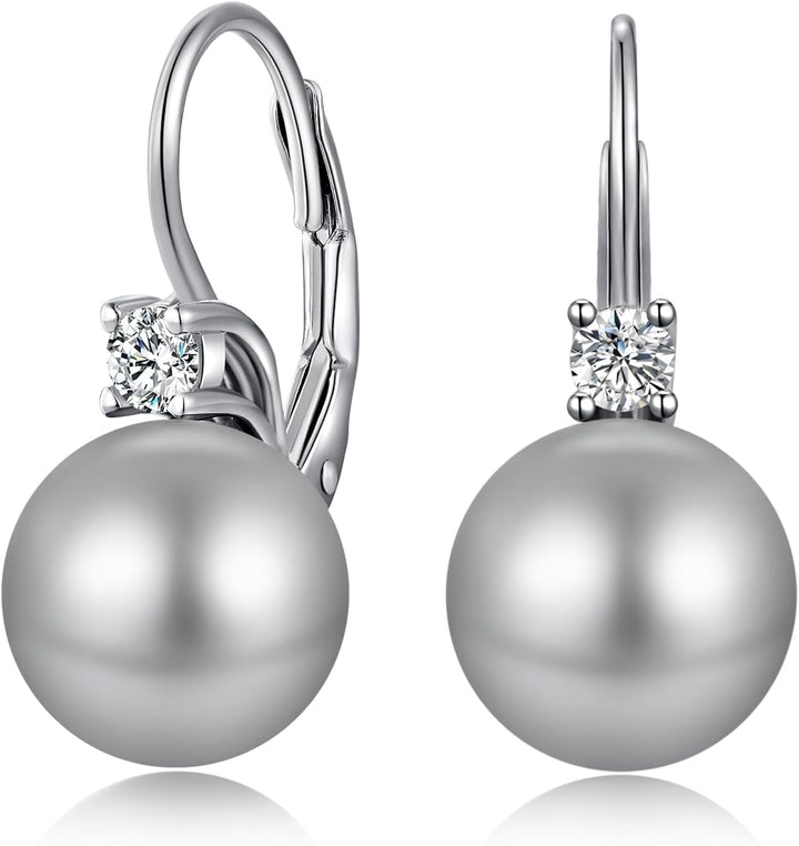 Jiahanzb Plated Pearl Earrings from Austria 925 Sterling Silver Earrings Hypoallergenic Pearl Drop Earrings Fine Jewelry for Women