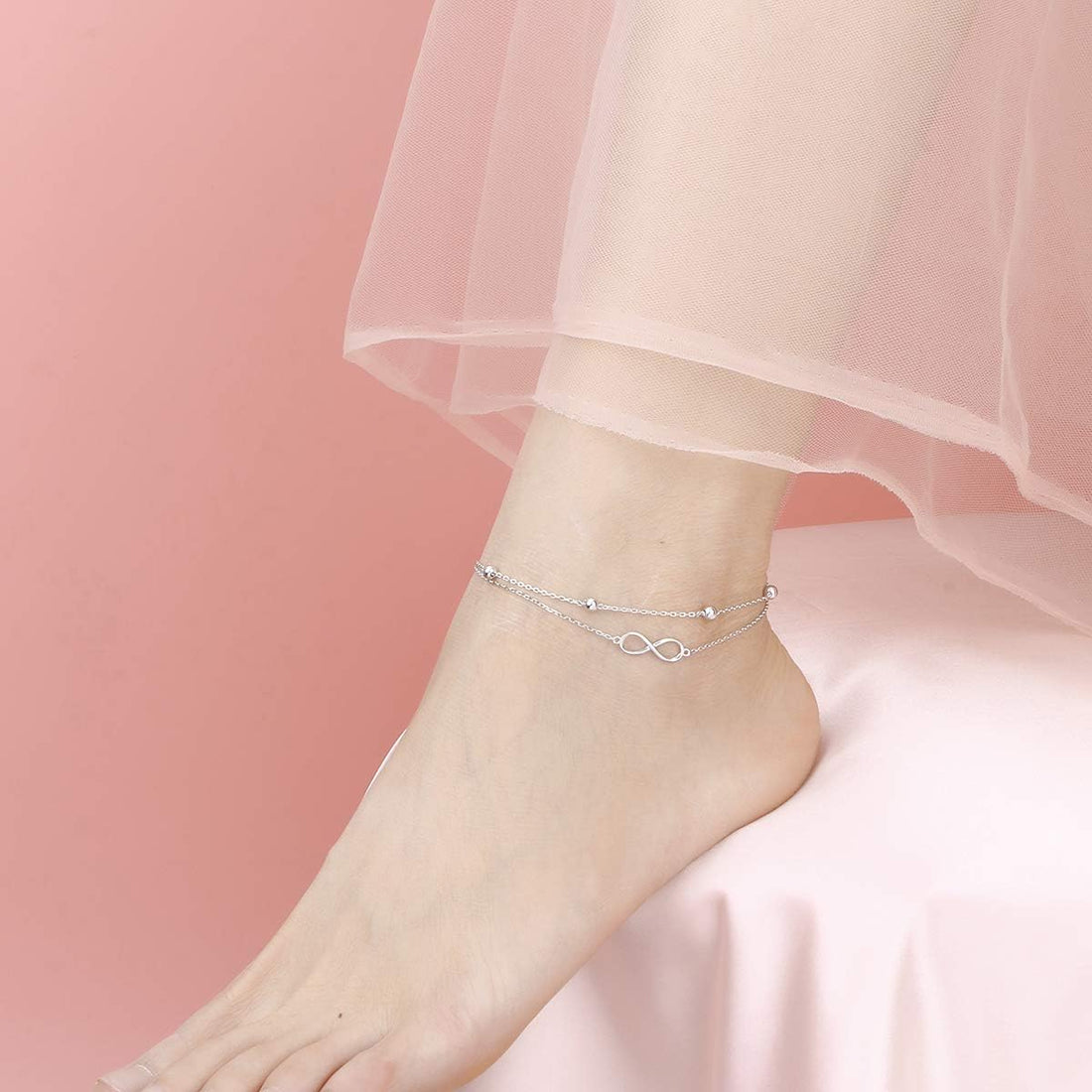 S925 Sterling Silver Evil Eye Hamsa Hand/Butterfly/Cross/Celtic Knot/Infinity/Heart Anklets for Women Girls, Adjustable 9 10 11 Inches Foot Chain Jewelry