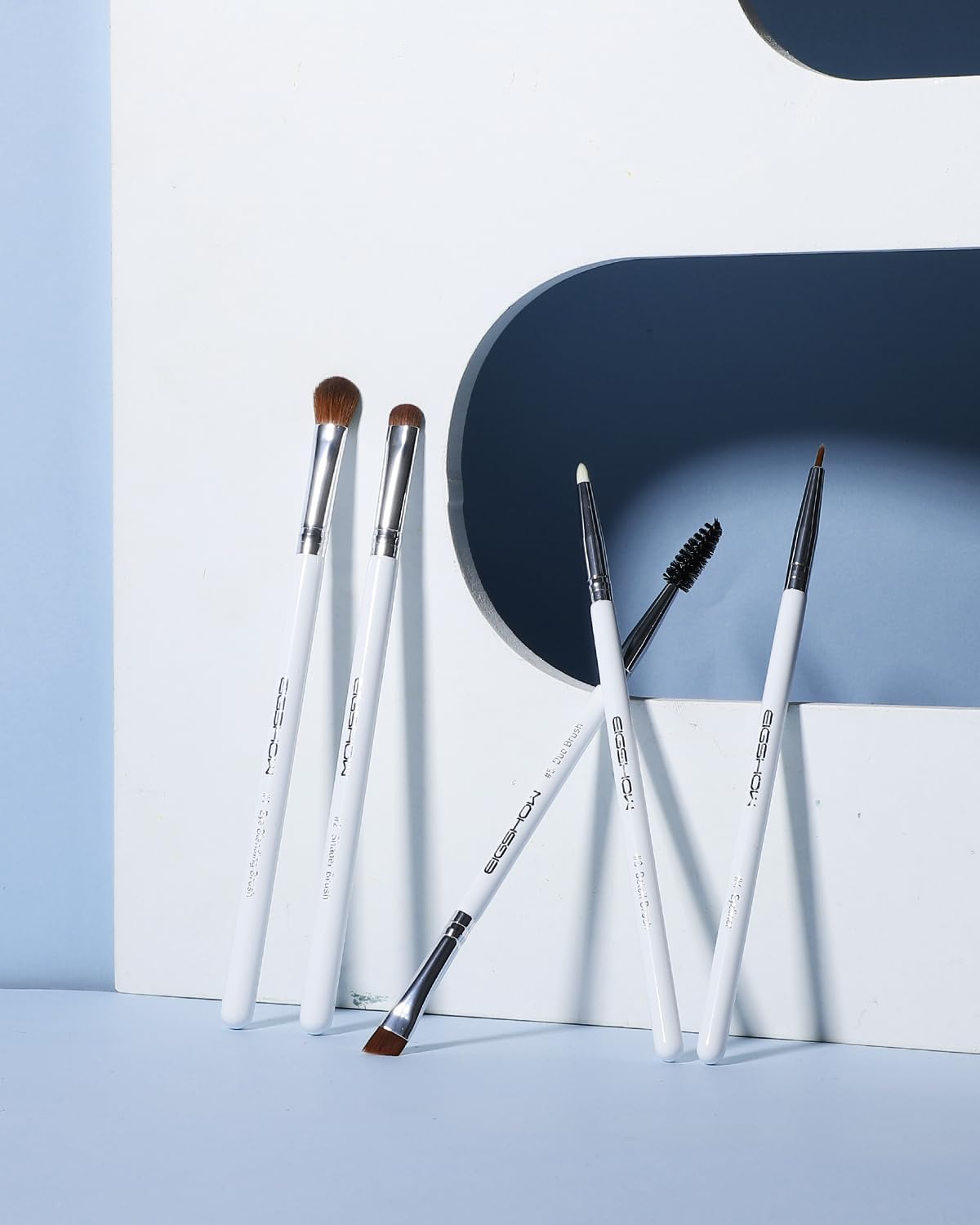 EIGSHOW 5 Pcs Eye Makeup Brush Set, Everyday Eye Essential Makeup Brushes with Blending, Eyeshadow, Detail, Eyeliner, Eyebrow Brushes(White)