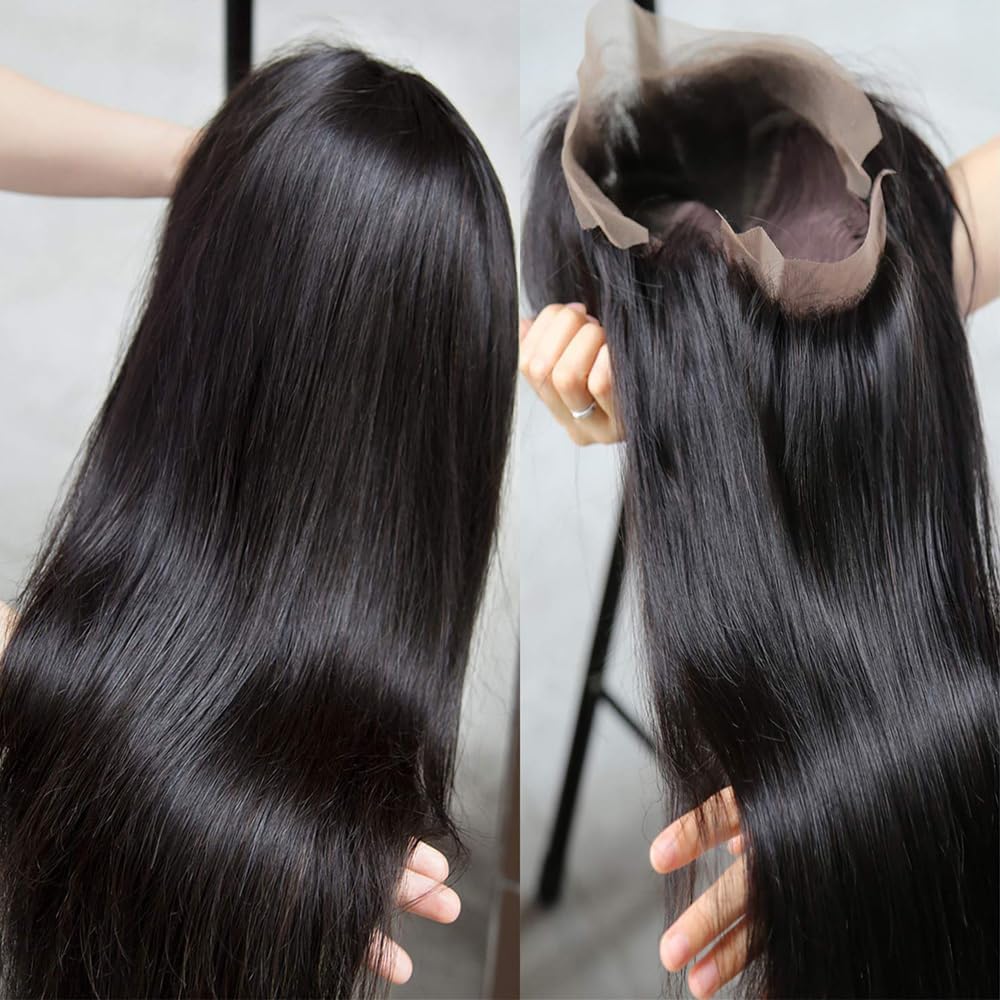 Bele 13x6 HD Transparent Lace Front Wigs Human Hair 22 inch Sliky Straight Lace Front Wigs 180 Density Brazilian Straight Human Hair Wigs for Women Pre Plucked with Baby Hair Natural Color