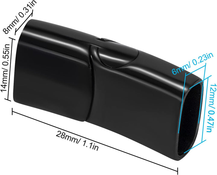 Bracelet Clasp Magnetic Jewelry Clasps Stainless Steel Leather Cord End Clasps for DIY Rope Bracelet Necklace Buckle Jewelry Making Hole: 12x6mm Silver 6 Pieces