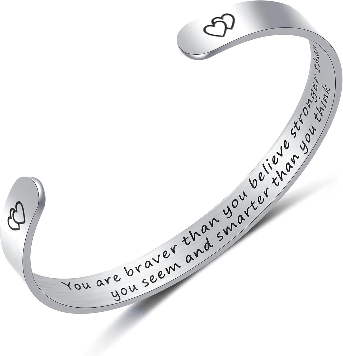 Inspirational Bracelets Gifts for Her Personalized Cuff Bracelets Stainless Steel Engraved Mantra Bangle Bracelets for Women