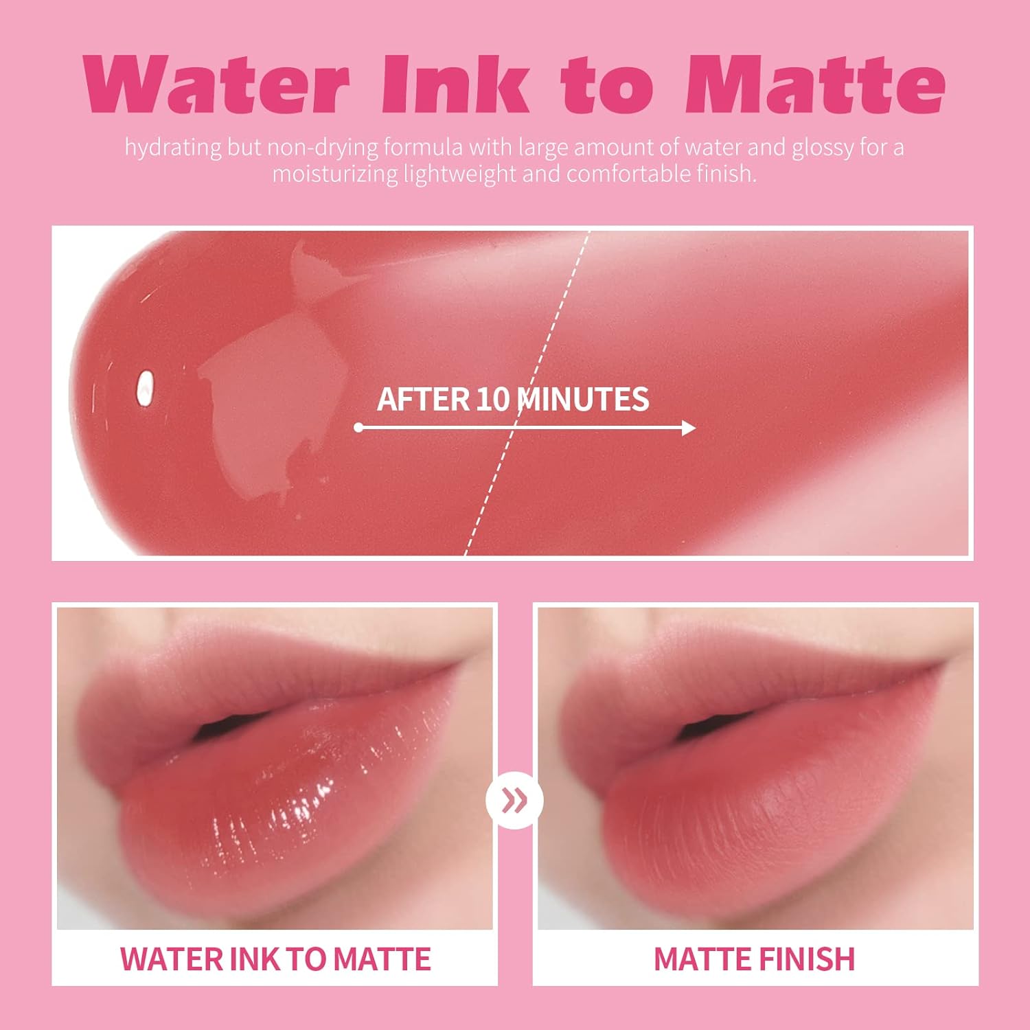 KIMUSE Water Gel Lip Tint Trio, Moisturizing Lightweight Lip Stain, Highly Pigmented Long Lasting Glossy Lipstain, Hydrate Glossy Finish Lipgloss Makeup