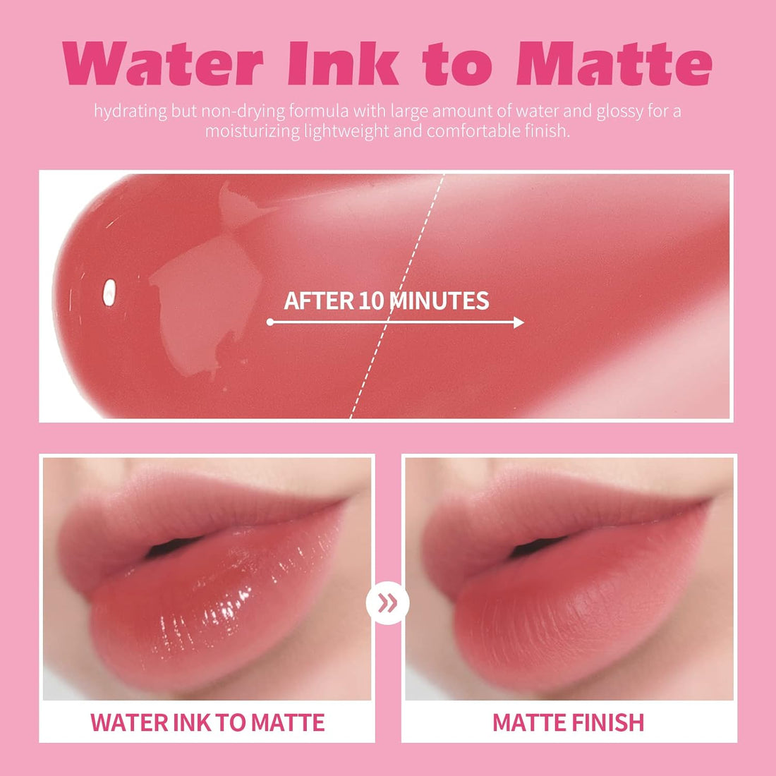 KIMUSE Water Gel Lip Tint Trio, Moisturizing Lightweight Lip Stain, Highly Pigmented Long Lasting Glossy Lipstain, Hydrate Glossy Finish Lipgloss Makeup