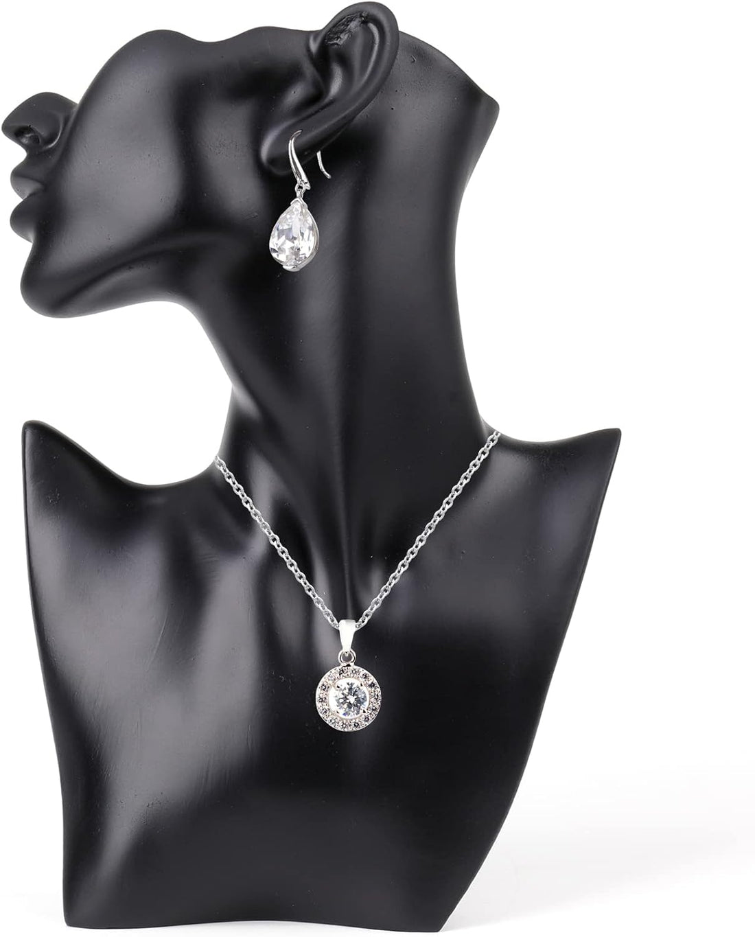 SOUJOY Jewelry Display Stand, Mannequin Earring Stand, Black Resin Pendant, Boutique Bust Holder Organizer for Show Jewelry, Necklace, Earrings, Rings