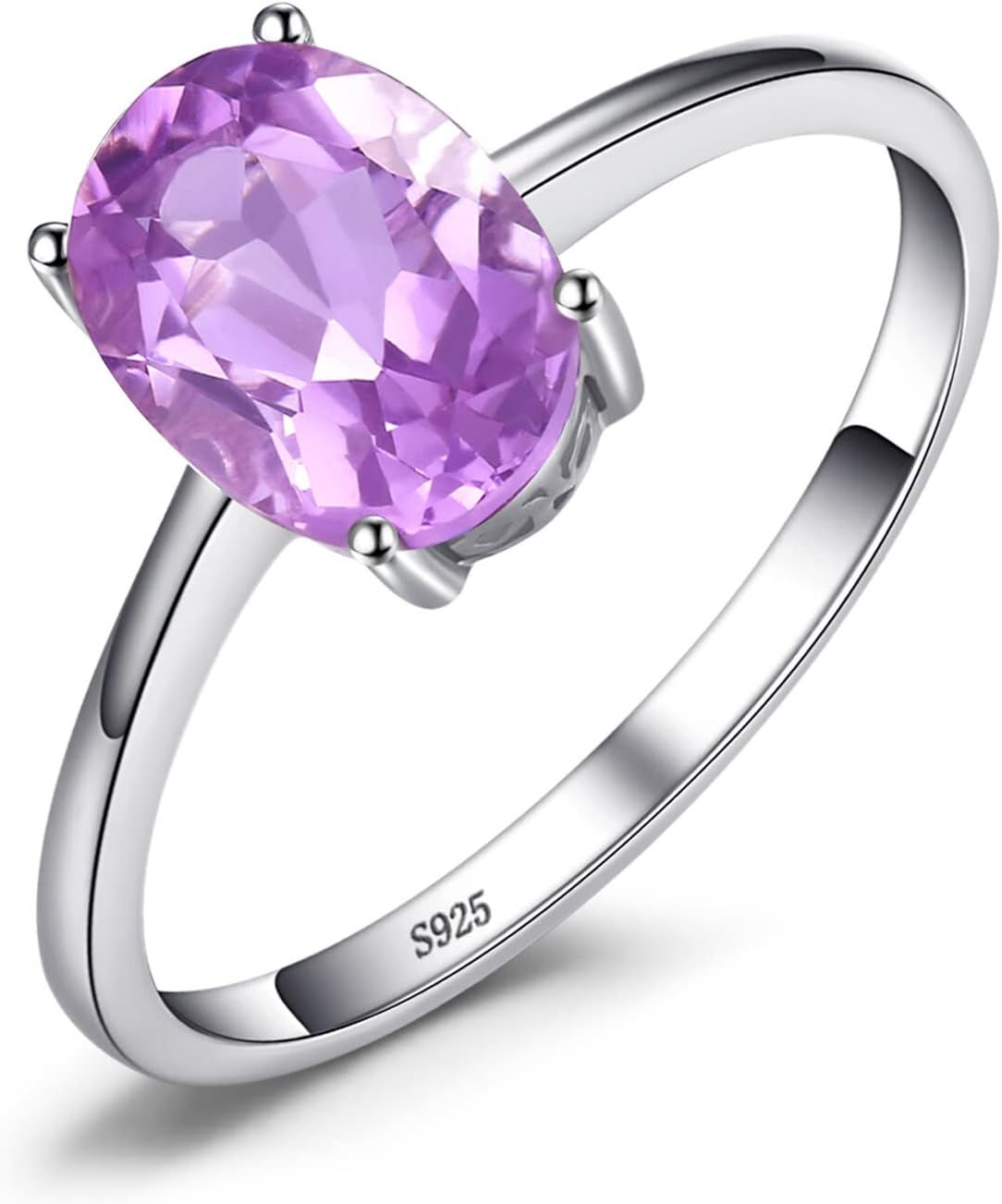 JewelryPalace Class Natural Gemstone Garnet Peridot Amethyst Citrine Blue Topaz Birthstone Solitaire Engagement Rings for Women, Anniversary White Gold Plated 925 Sterling Silver Promise Rings for Her