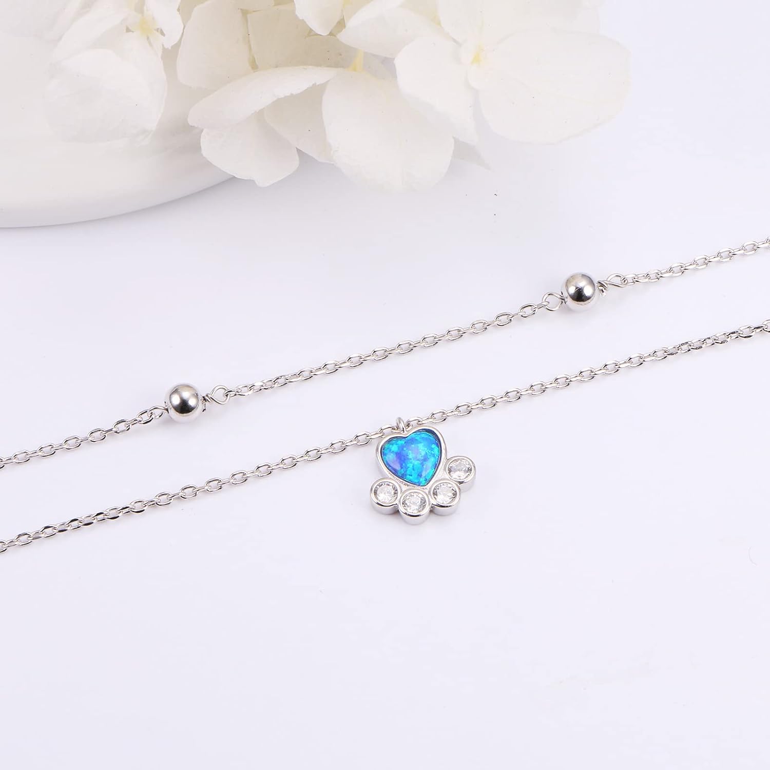 HOOHWE S925 Sterling Silver Sea Turtle/Evil Eye/Heart Infinity/Cross Anklet for Women Girls Double Layered Ankle Bracelet Adjustable Foot Chain Jewelry