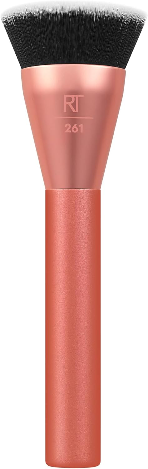 Real Techniques Snatch + Sculpt Contour Makeup Brush, For Liquid and Cream Contour and Bronzer, Flat Top and Oval Head For Blending and Buffing, Dense,1 Count