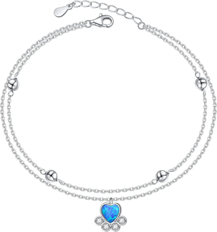 HOOHWE S925 Sterling Silver Sea Turtle/Evil Eye/Heart Infinity/Cross Anklet for Women Girls Double Layered Ankle Bracelet Adjustable Foot Chain Jewelry