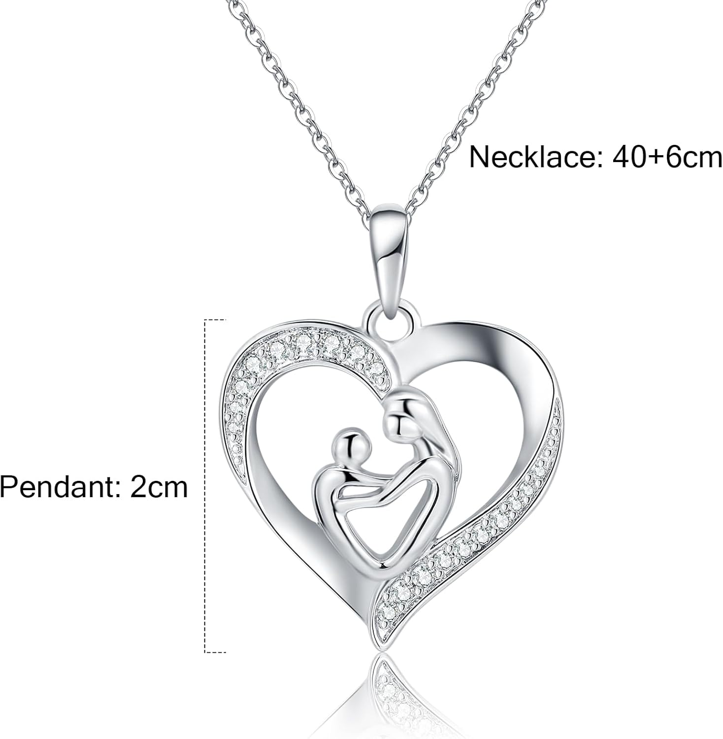 Ecripe 925 Sterling Silver Heart Necklace for Women, Silver Necklace with Heart Pendant, Adjustable Chain Necklace for Mum Girls Her