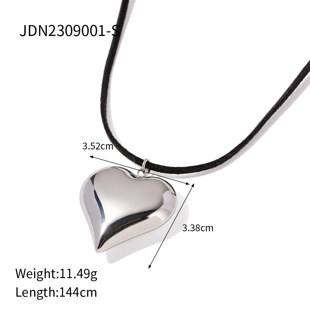 Gold Plated Stainless Steel Smooth Love Heart Necklace Series